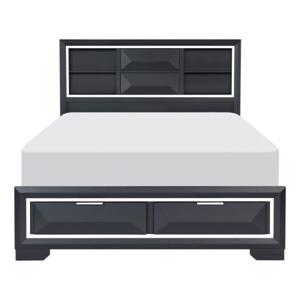 HE-1553-1  Queen Platform Bed with Footboard Storage