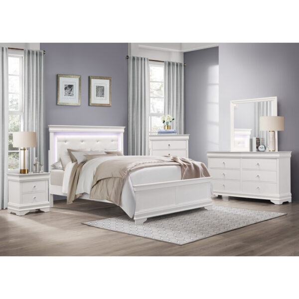 HE-1556W-1  Queen Bed with LED Lighting