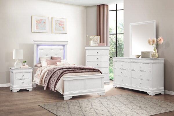 1556W Bedroom Lana Collection 4pc Set (QB+NS+DR+MR)