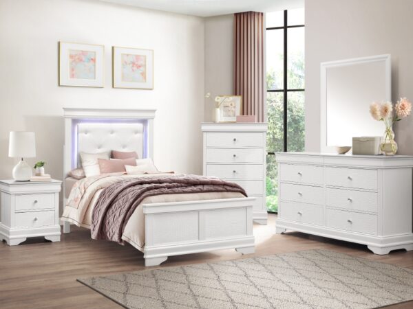 1556W Bedroom Lana Collection 4pc Set (QB+NS+DR+MR)