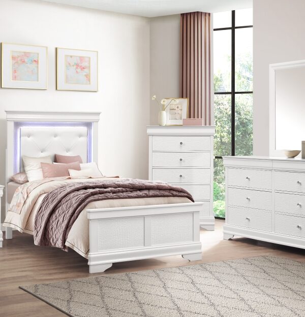 1556W Bedroom Lana Collection 4pc Set (QB+NS+DR+MR)