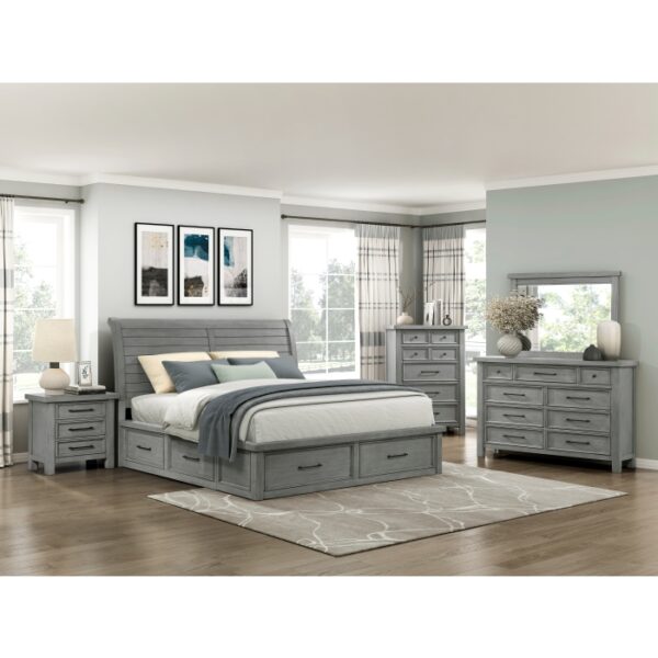 HE-1559DG-1  Queen Platform Bed with Storage Footboard and Side Rails