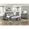 HE-1559DG-1  Queen Platform Bed with Storage Footboard and Side Rails