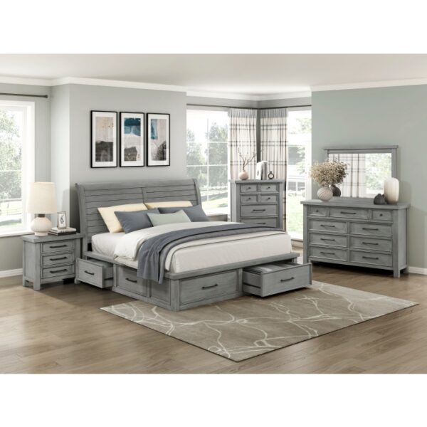 HE-1559DG-1  Queen Platform Bed with Storage Footboard and Side Rails