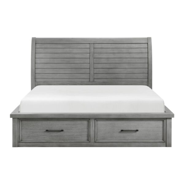 HE-1559DG-1  Queen Platform Bed with Storage Footboard and Side Rails