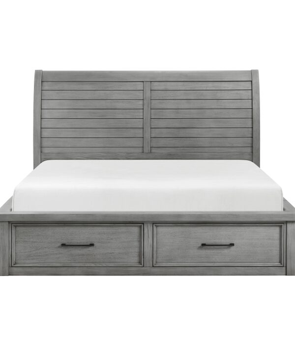 HE-1559DG-1  Queen Platform Bed with Storage Footboard and Side Rails