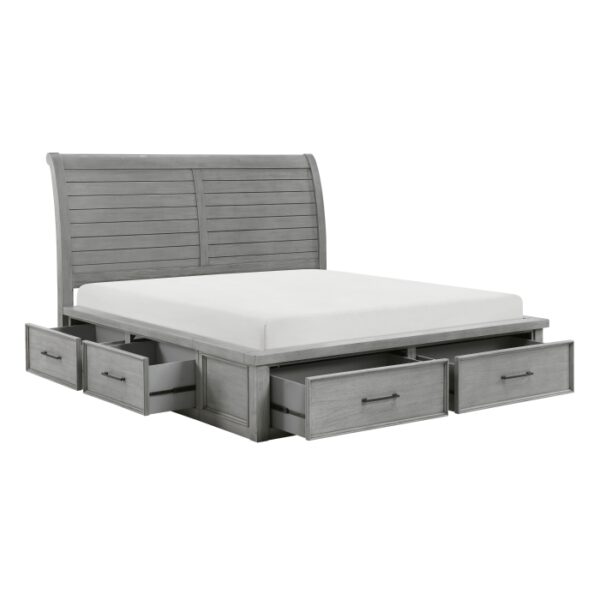 HE-1559DG-1  Queen Platform Bed with Storage Footboard and Side Rails