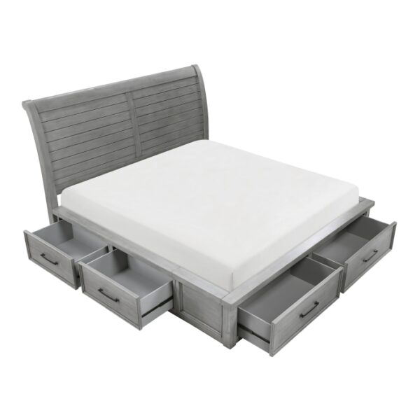 HE-1559DG-1  Queen Platform Bed with Storage Footboard and Side Rails