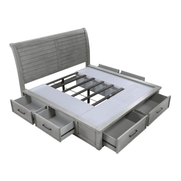 HE-1559DG-1  Queen Platform Bed with Storage Footboard and Side Rails