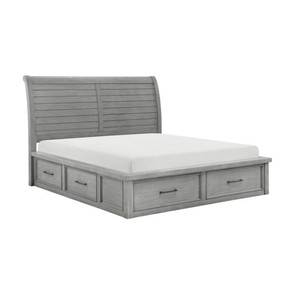 HE-1559DG-1  Queen Platform Bed with Storage Footboard and Side Rails