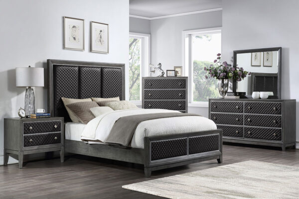 1566GY Bedroom West End Collection 4pc Set (QB+NS+DR+MR)