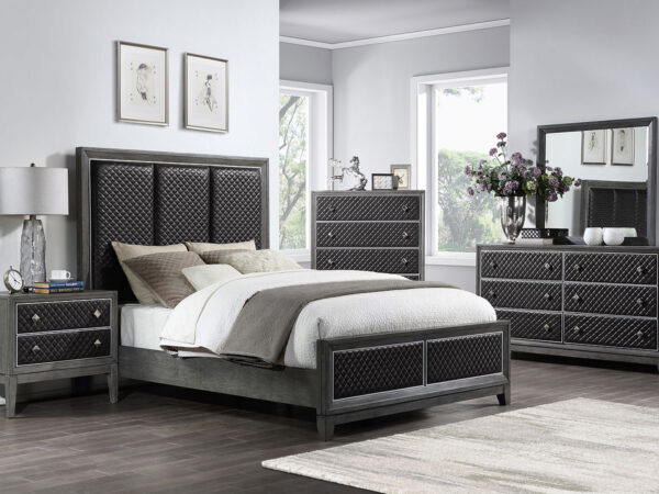1566GY Bedroom West End Collection 4pc Set (QB+NS+DR+MR)