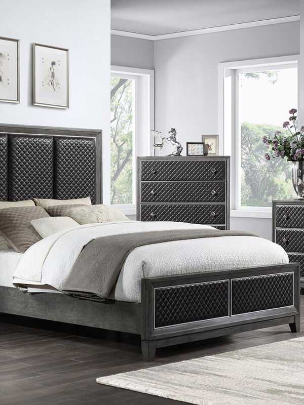 1566GY Bedroom West End Collection 4pc Set (QB+NS+DR+MR)
