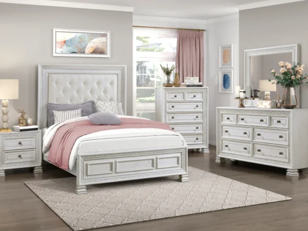 1596 Bedroom Theodora Collection 4pc Set (QB+NS+DR+MR)