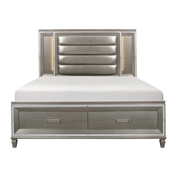 HE-1616-1  Queen Platform Bed with Footboard Storage, LED Lighting