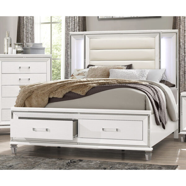 HE-1616W-1AC  + *(3) QUEEN PLFM BED, FB STRG