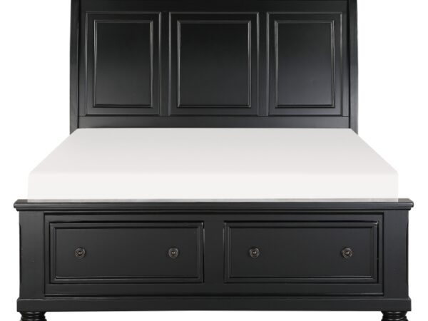 HE-1714BK-1  Queen Sleigh Platform Bed with Footboard Storage