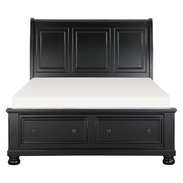 HE-1714BK-1  Queen Sleigh Platform Bed with Footboard Storage