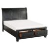 HE-1714BK-1  Queen Sleigh Platform Bed with Footboard Storage