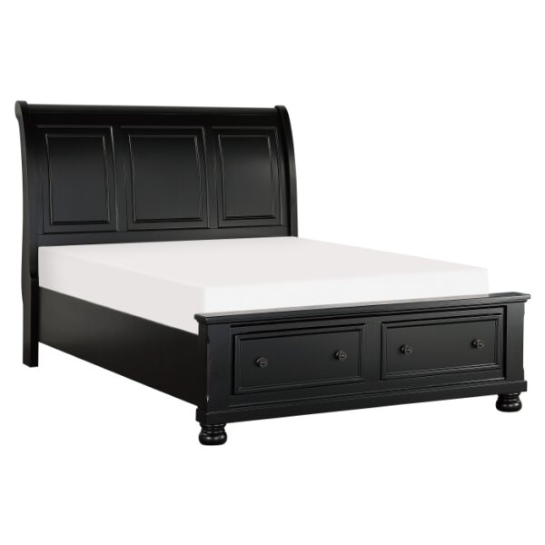 HE-1714BK-1  Queen Sleigh Platform Bed with Footboard Storage