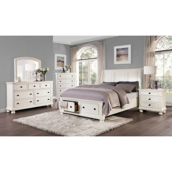 HE-1714W-1  Queen Sleigh Platform Bed with Footboard Storage