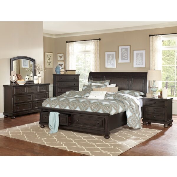 HE-1718GY-1  Queen Platform Bed with Footboard Storage