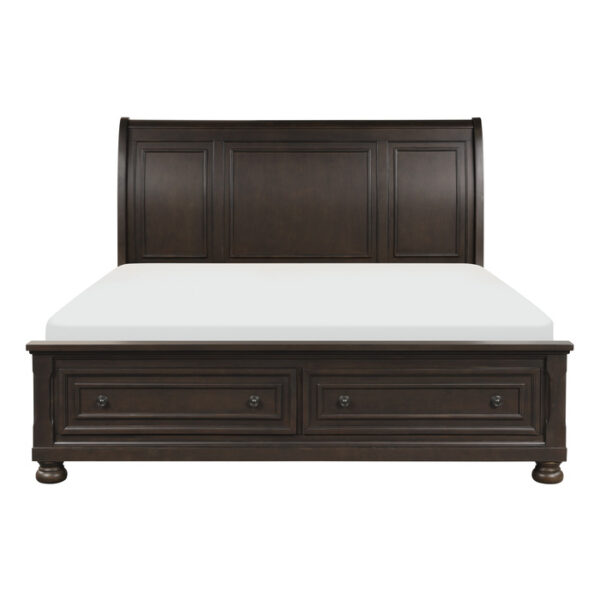 HE-1718GY-1  Queen Platform Bed with Footboard Storage