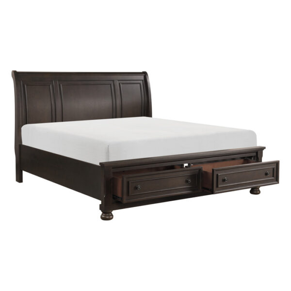 HE-1718GY-1  Queen Platform Bed with Footboard Storage