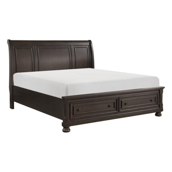 HE-1718GY-1  Queen Platform Bed with Footboard Storage