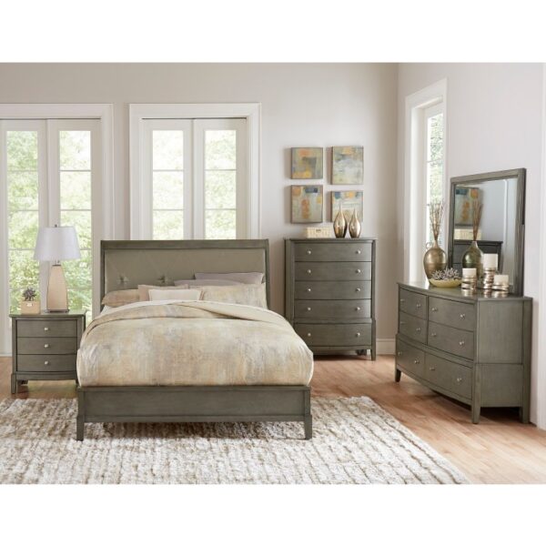 *(3) E. KING SLEIGH BED, GRY