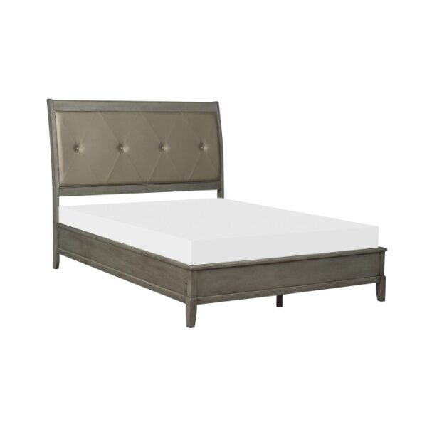 *(3) E. KING SLEIGH BED, GRY