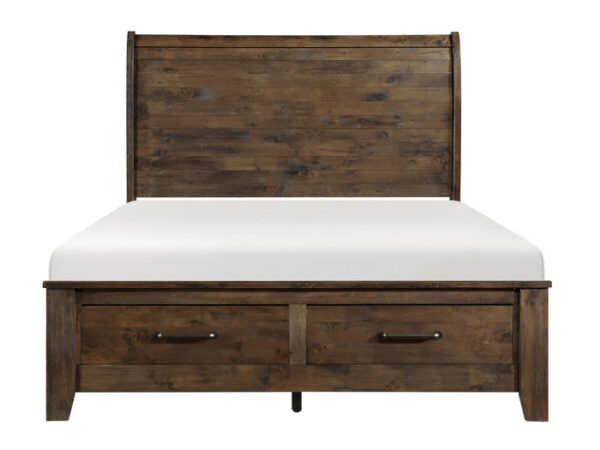 HE-1957-1  Queen Sleigh Platform Bed with Footboard Storage