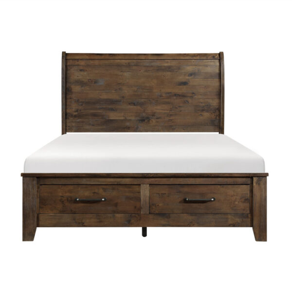 HE-1957-1  Queen Sleigh Platform Bed with Footboard Storage