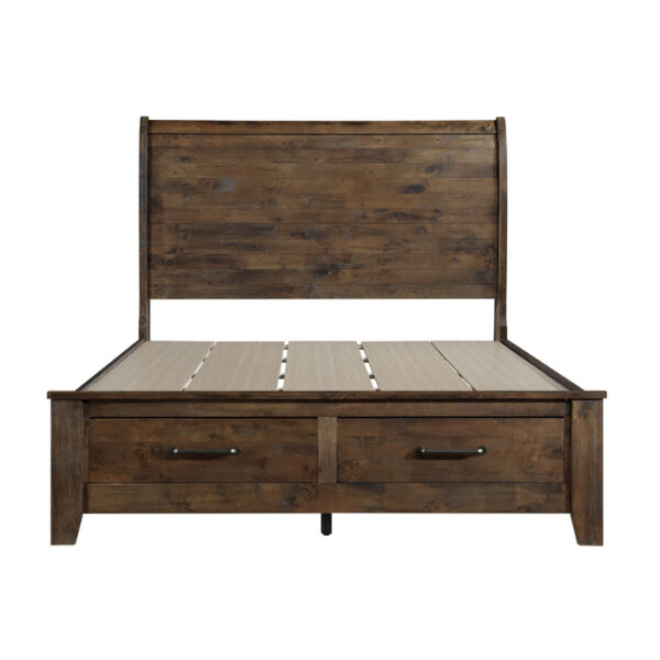 HE-1957-1  Queen Sleigh Platform Bed with Footboard Storage