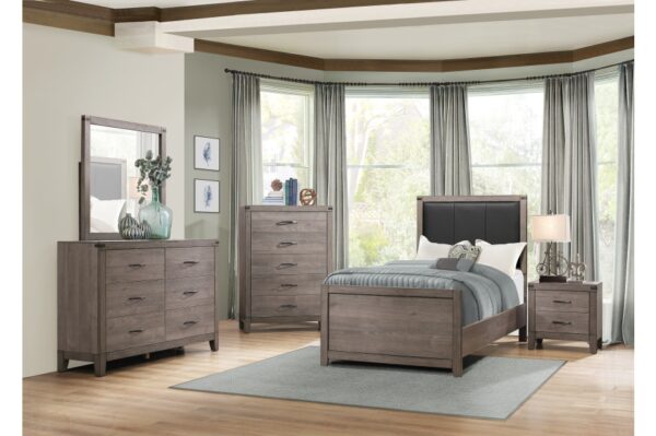 2042NB Bedroom Woodrow Collection 4pc Set (QB+NS+DR+MR)