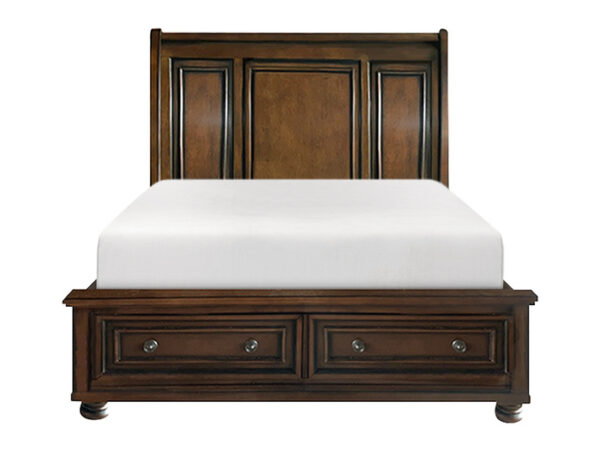 HE-2159-1  Queen Sleigh Platform Bed with Footboard Storage