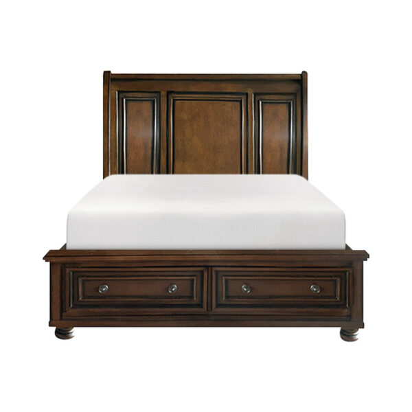 HE-2159-1  Queen Sleigh Platform Bed with Footboard Storage