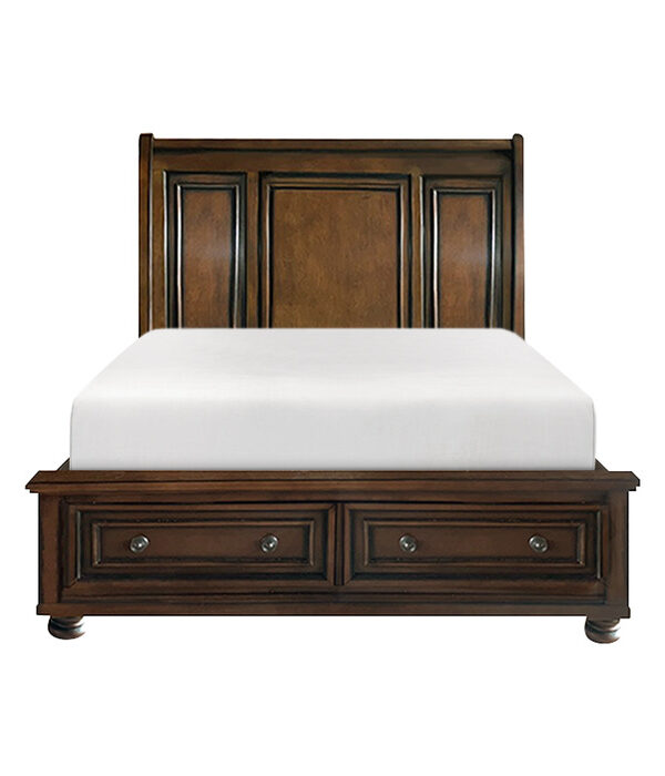 HE-2159-1  Queen Sleigh Platform Bed with Footboard Storage
