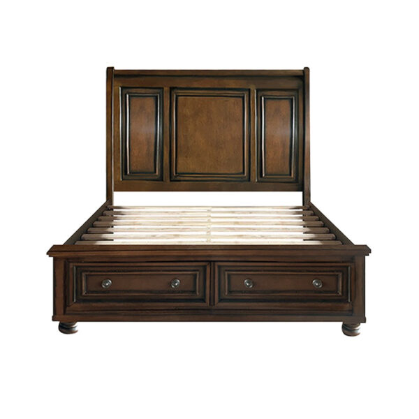 HE-2159-1  Queen Sleigh Platform Bed with Footboard Storage