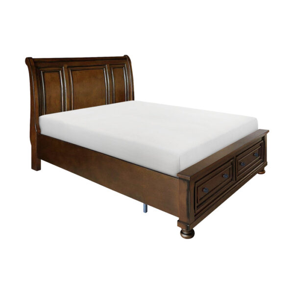 HE-2159-1  Queen Sleigh Platform Bed with Footboard Storage