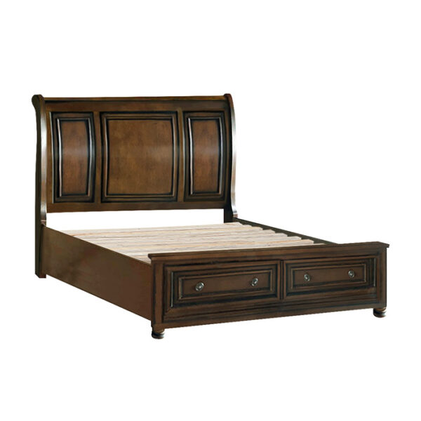 HE-2159-1  Queen Sleigh Platform Bed with Footboard Storage