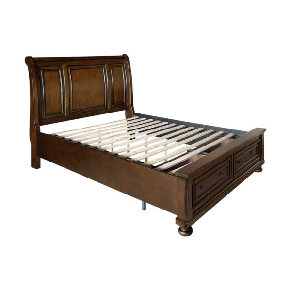HE-2159-1  Queen Sleigh Platform Bed with Footboard Storage