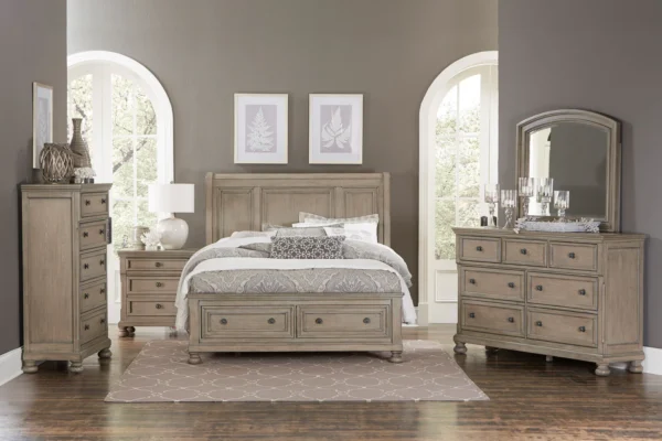 2259GY Bedroom Bethel Collection 4PC SET: 1QB,1NS,1DR,1MR