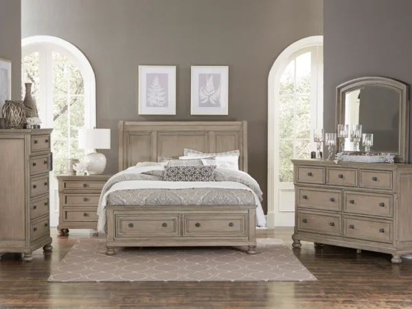 2259GY Bedroom Bethel Collection 4PC SET: 1QB,1NS,1DR,1MR