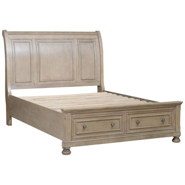 HE-2259GY-1  Queen Platform Bed with Footboard Storage