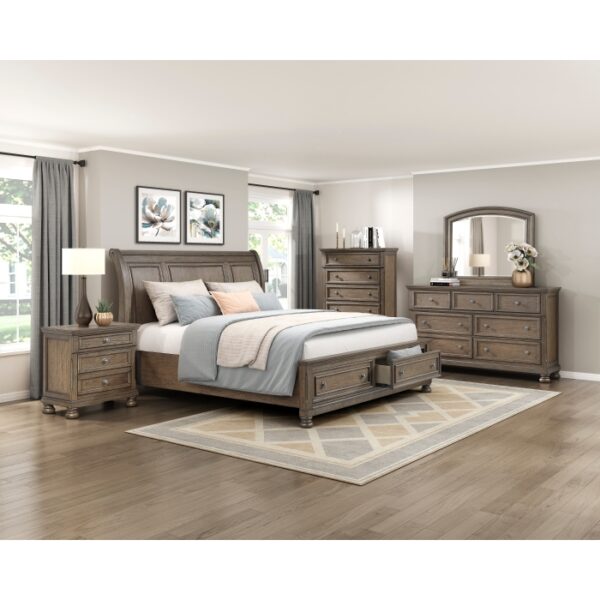 HE-2259BR-1  Queen Platform Bed with Footboard Storage