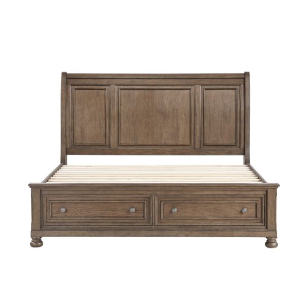 HE-2259BR-1  Queen Platform Bed with Footboard Storage