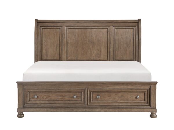 HE-2259BR-1  Queen Platform Bed with Footboard Storage