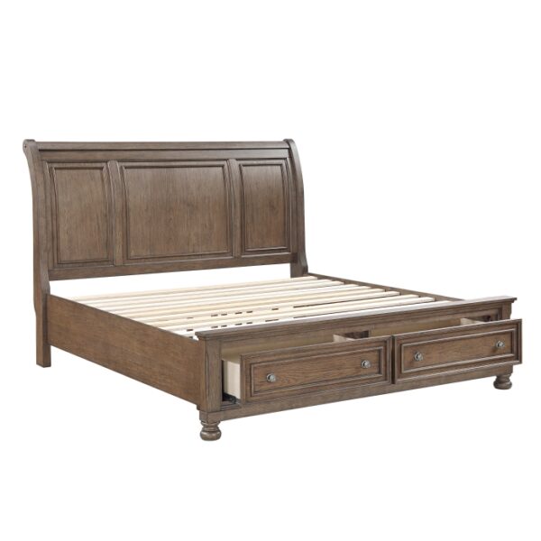 HE-2259BR-1  Queen Platform Bed with Footboard Storage