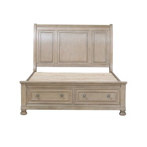 HE-2259GY-1  Queen Platform Bed with Footboard Storage
